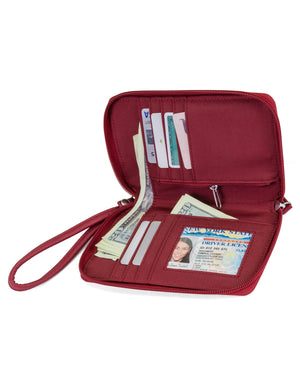 Jacqui Crossbody Cell Phone Wallet - Mundi Wallets - Women's Wallet - Wristlet - Crossbody Bag - Key Chain - Red - RFID protected Organizer Wallet