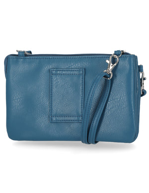 Brady Cell Phone Crossbody Bag - Mundi Wallets - Women's Crossbody Bag / Belt Bag -Cadet Blue - RFID protected Organizer Wallet