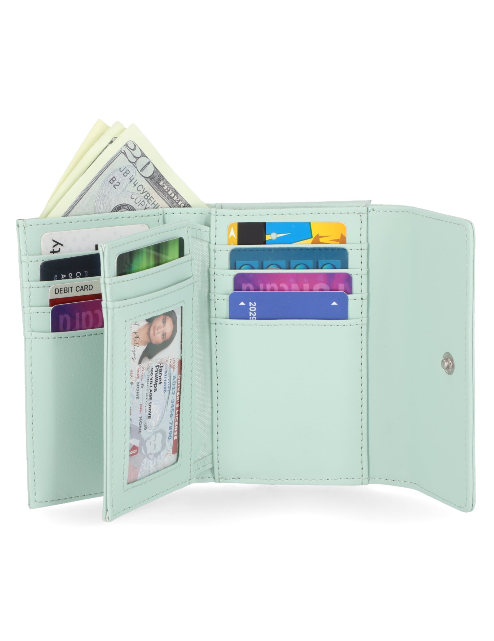 Mundi Wallets - Rio Indexer Wallet - Women's Wallets - Genuine Leather Wallets For Women - RFID Protection - Organizer Wallets - Multiple Pockets and compartments - Misty Jade