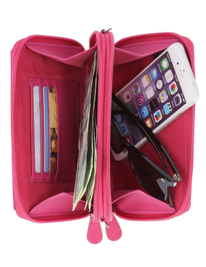 On The Move Crossbody Belt Bag - Mundi Wallets - Women's Wallet - Organizer Wallet - RFID Protected -  Pink