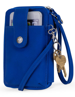 Jacqui Crossbody Cell Phone Wallet - Mundi Wallets - Women's Wallet - Wristlet - Crossbody Bag - Key Chain - Azul - RFID protected Organizer Wallet