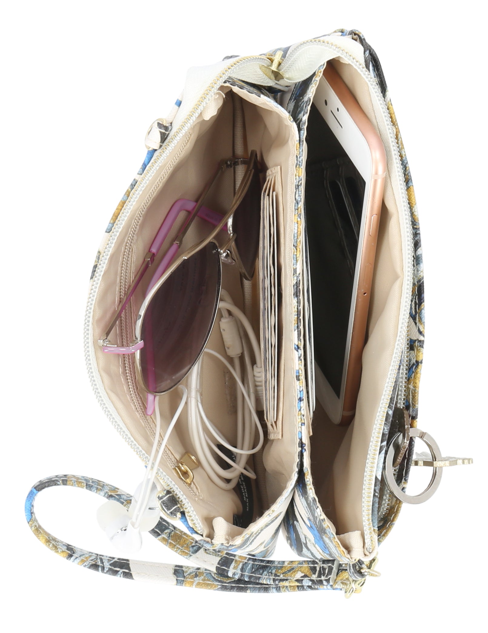 Brady Cell Phone Crossbody Bag - Mundi Wallets - Women's Crossbody Bag / Belt Bag - Port Fairy Floral - RFID protected Organizer Wallet