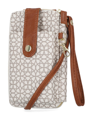 Jacqui Crossbody Cell Phone Wallet - Mundi Wallets - Women's Wallet - Wristlet - Crossbody Bag - Key Chain - BridgeHampton  -Sand RFID protected Organizer Wallet
