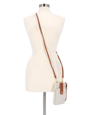 Jacqui Crossbody Cell Phone Wallet - Mundi Wallets - Women's Wallet - Wristlet - Crossbody Bag - Key Chain - BridgeHampton  -Sand RFID protected Organizer Wallet