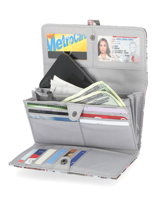 File Master Clutch - Mundi Wallets - Women's Wallet - Smokey Floral - RFID protected Organizer Wallet