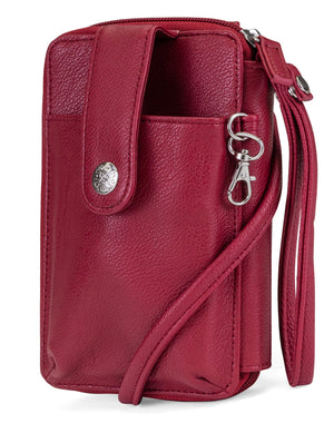 Jacqui Crossbody Cell Phone Wallet - Mundi Wallets - Women's Wallet - Wristlet - Crossbody Bag - Key Chain - Red - RFID protected Organizer Wallet