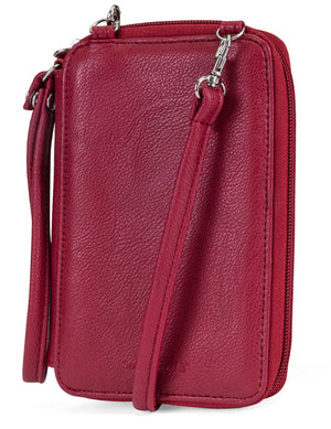 Jacqui Crossbody Cell Phone Wallet - Mundi Wallets - Women's Wallet - Wristlet - Crossbody Bag - Key Chain - Red - RFID protected Organizer Wallet