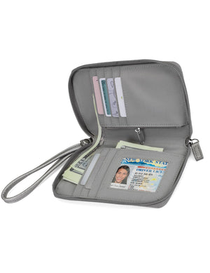 Jacqui Crossbody Cell Phone Wallet - Mundi Wallets - Women's Wallet - Wristlet - Crossbody Bag - Key Chain - Pewter Silver - RFID protected Organizer Wallet