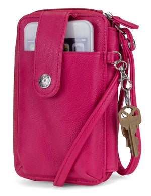 Jacqui Crossbody Cell Phone Wallet - Mundi Wallets - Women's Wallet - Wristlet - Crossbody Bag - Key Chain - Pink - RFID protected Organizer Wallet