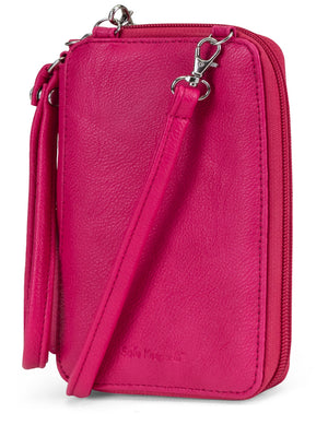 Jacqui Crossbody Cell Phone Wallet - Mundi Wallets - Women's Wallet - Wristlet - Crossbody Bag - Key Chain - Pink - RFID protected Organizer Wallet