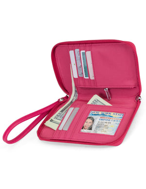 Jacqui Crossbody Cell Phone Wallet - Mundi Wallets - Women's Wallet - Wristlet - Crossbody Bag - Key Chain - Pink - RFID protected Organizer Wallet