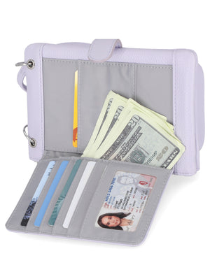 Mundi Wallets - Cornelia Cell Phone Crossbody Wallet - Women's Crossbody Bags and Wallets - RFID Protected Bags - Multiple Compartments and Pockets - Smartphone Wallet - Organizer Wallet - Wristlet - Pale Lilac 