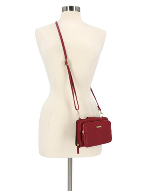 Mavis RFID Protected Women's Crossbody Bag - Floral - Organizer Wallet -  Red