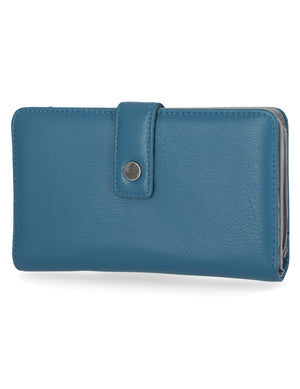 Mundi Wallets - Madame Secretary Wallet - Women's Wallets - Vegan Leather Wallets For Women - RFID Protection - Clutch Wallets - Multiple Pockets and compartments - Cadet Blue