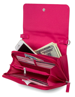 Katie RFID Protected Women's Crossbody Bag  - Pink - Organizer Wallet