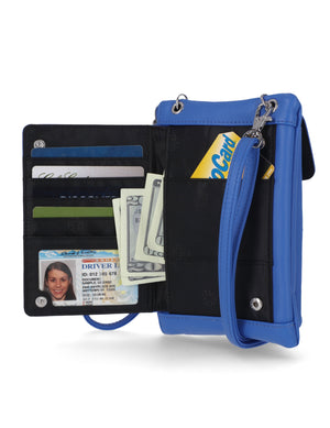 Mundi Wallets - Cornelia Cell Phone Crossbody Wallet - Women's Crossbody Bags and Wallets - RFID Protected Bags - Multiple Compartments and Pockets - Smartphone Wallet - Organizer Wallet - Wristlet - Azul