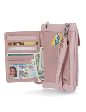 Mundi Wallets - Cornelia Cell Phone Crossbody Wallet - Women's Crossbody Bags and Wallets - RFID Protected Bags - Multiple Compartments and Pockets - Smartphone Wallet - Organizer Wallet - Wristlet - Blush