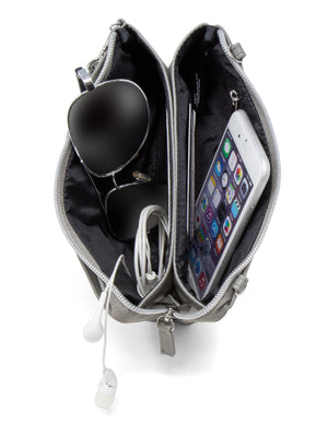 Brady Cell Phone Crossbody Bag - Mundi Wallets - Women's Crossbody Bag / Belt Bag - Pewter Gray - RFID protected Organizer Wallet
