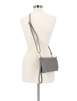 Brady Cell Phone Crossbody Bag - Mundi Wallets - Women's Crossbody Bag / Belt Bag - Pewter gray - RFID protected Organizer Wallet