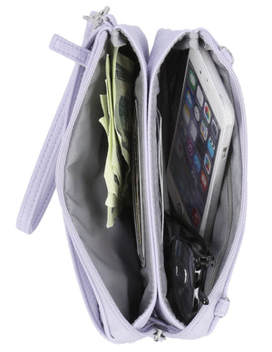 Brady Cell Phone Crossbody Bag - Mundi Wallets - Women's Crossbody Bag / Belt Bag - Pale Lilac - RFID protected Organizer Wallet