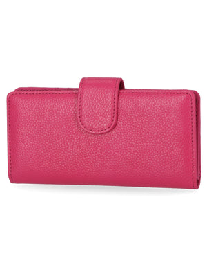 Mundi Wallets - All in one leather Clutch - Women's Wallets - Genuine Leather Wallets For Women - RFID Protection - Organizer Wallets - Multiple Pockets and compartments - Pink