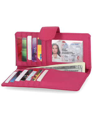 Mundi Wallets - All in one leather Clutch - Women's Wallets - Genuine Leather Wallets For Women - RFID Protection - Organizer Wallets - Multiple Pockets and compartments - Pink