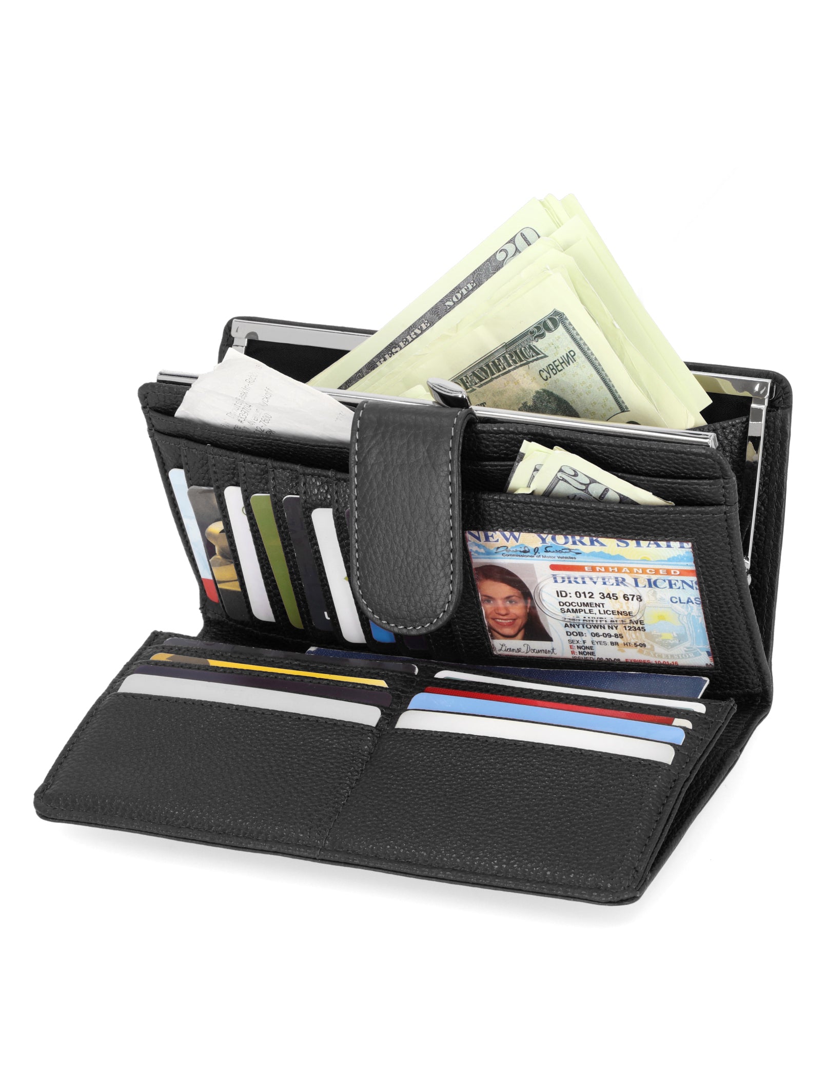 Mundi Wallets - Rio Checkbook Clutch - Women's Wallets - Genuine Leather Wallets For Women - RFID Protection - Organizer Wallets - Multiple Pockets and compartments - Black