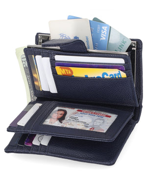 Mundi Wallets - Rio Indexer Wallet - Women's Wallets - Genuine Leather Wallets For Women - RFID Protection - Organizer Wallets - Multiple Pockets and compartments - Navy