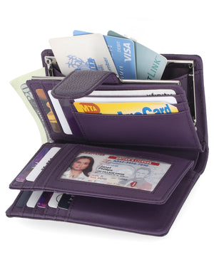 Mundi Wallets - Rio Indexer Wallet - Women's Wallets - Genuine Leather Wallets For Women - RFID Protection - Organizer Wallets - Multiple Pockets and compartments - Plum 