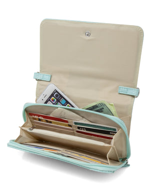 Katie RFID Protected Women's Crossbody Bag - Organizer Wallet - Aqua