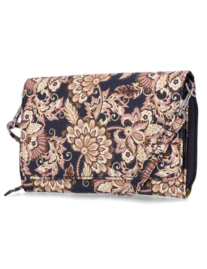 Katie RFID Protected Women's Crossbody Bag - Organizer Wallet - Paisley Floral 