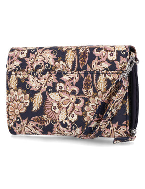 Katie RFID Protected Women's Crossbody Bag - Organizer Wallet - Paisley Floral 