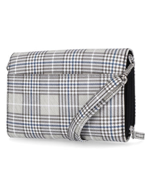 Katie RFID Protected Women's Crossbody Bag - Floral - Organizer Wallet - Plaid