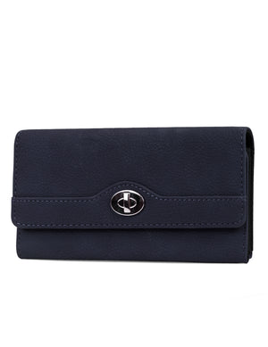 File Master Clutch - Mundi Wallets - Women's Wallet - Navy - RFID protected Organizer Wallet