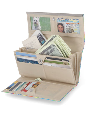File Master Clutch - Mundi Wallets - Women's Wallet - Tie Dye Rainbow - RFID protected Organizer Wallet
