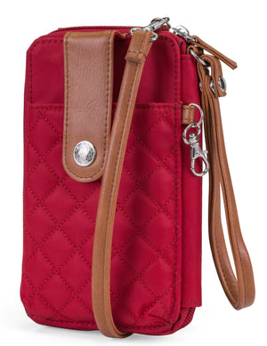 Jacqui Crossbody Cell Phone Wallet - Mundi Wallets - Women's Wallet - Wristlet - Crossbody Bag - Key Chain - Red - RFID protected Organizer Wallet