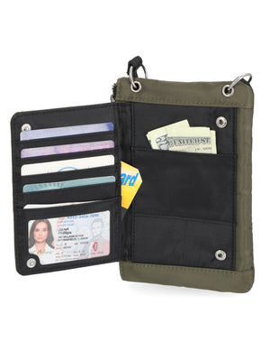 Mundi Wallets - Cornelia Cell Phone Crossbody Wallet - Women's Crossbody Bags and Wallets - RFID Protected Bags - Multiple Compartments and Pockets - Smartphone Wallet - Organizer Wallet - Wristlet - Olive Green