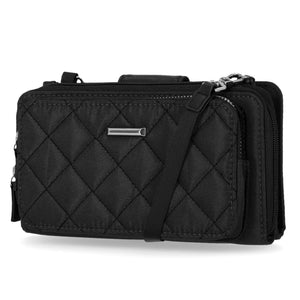 Mavis RFID Protected Women's Crossbody Bag - Floral - Organizer Wallet - Black