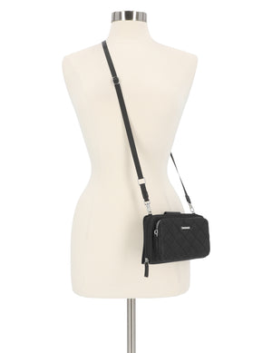 Mavis RFID Protected Women's Crossbody Bag - Floral - Organizer Wallet - Black