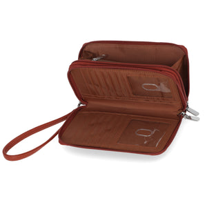 Sierra Clutch Organizer Wallet - Mundi Wallets - Women's Wallet - Organizer Wallet - RFID Protected - Wristlet - Cognac