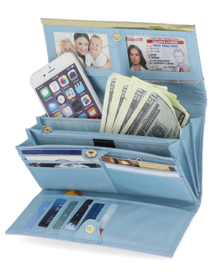 File Master Clutch - Mundi Wallets - Women's Wallet - Newport Stripe - RFID protected Organizer Wallet