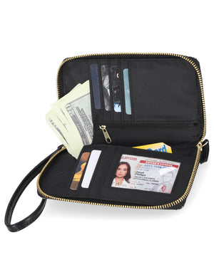 Jacqui Crossbody Cell Phone Wallet - Mundi Wallets - Women's Wallet - Wristlet - Crossbody Bag - Key Chain - BridgeHampton Black - RFID protected Organizer Wallet