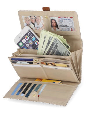 File Master Clutch - Mundi Wallets - Women's Wallet - Bridgehampton Sand - RFID protected Organizer Wallet