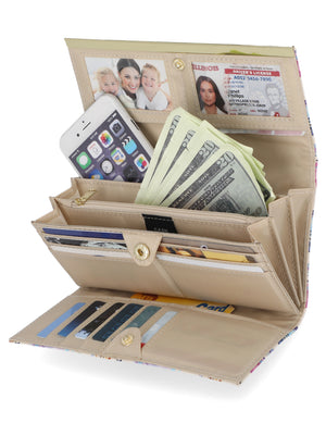 File Master Clutch - Mundi Wallets - Women's Wallet - Floral - RFID protected Organizer Wallet