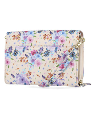 Katie RFID Protected Women's Crossbody Bag - Floral - Organizer Wallet - Floral II