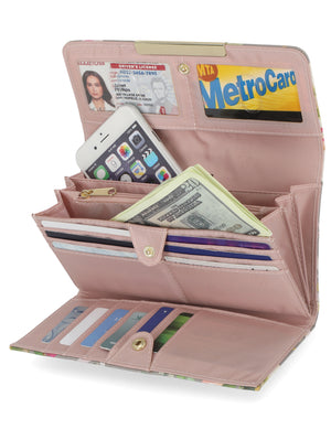 File Master Clutch - Mundi Wallets - Women's Wallet - Peony Bouquet - RFID protected Organizer Wallet