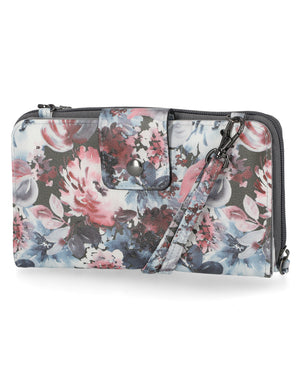 Mavis RFID Protected Women's Crossbody Bag - Floral - Organizer Wallet - Smokey floral