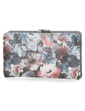 Mundi Wallets - Madame Secretary Wallet - Women's Wallets - Vegan Leather Wallets For Women - RFID Protection - Clutch Wallets - Multiple Pockets and compartments - Smokey Floral