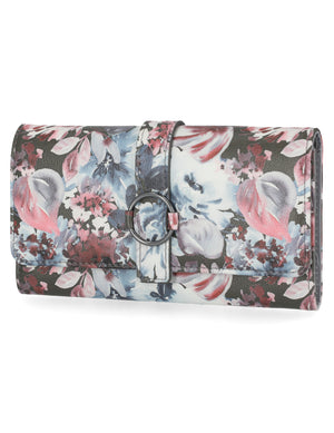 File Master Clutch - Mundi Wallets - Women's Wallet - Smokey Floral - RFID protected Organizer Wallet