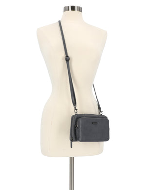 Mavis RFID Protected Women's Crossbody Bag - Floral - Organizer Wallet - Storm Grey 